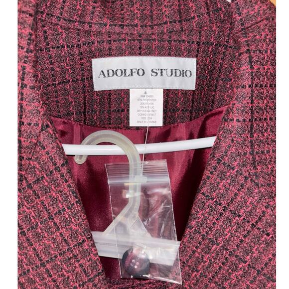 Adolfo Studio women’s tweed red skirt suit set NEW (size 20W/22W) - Picture 3 of 7